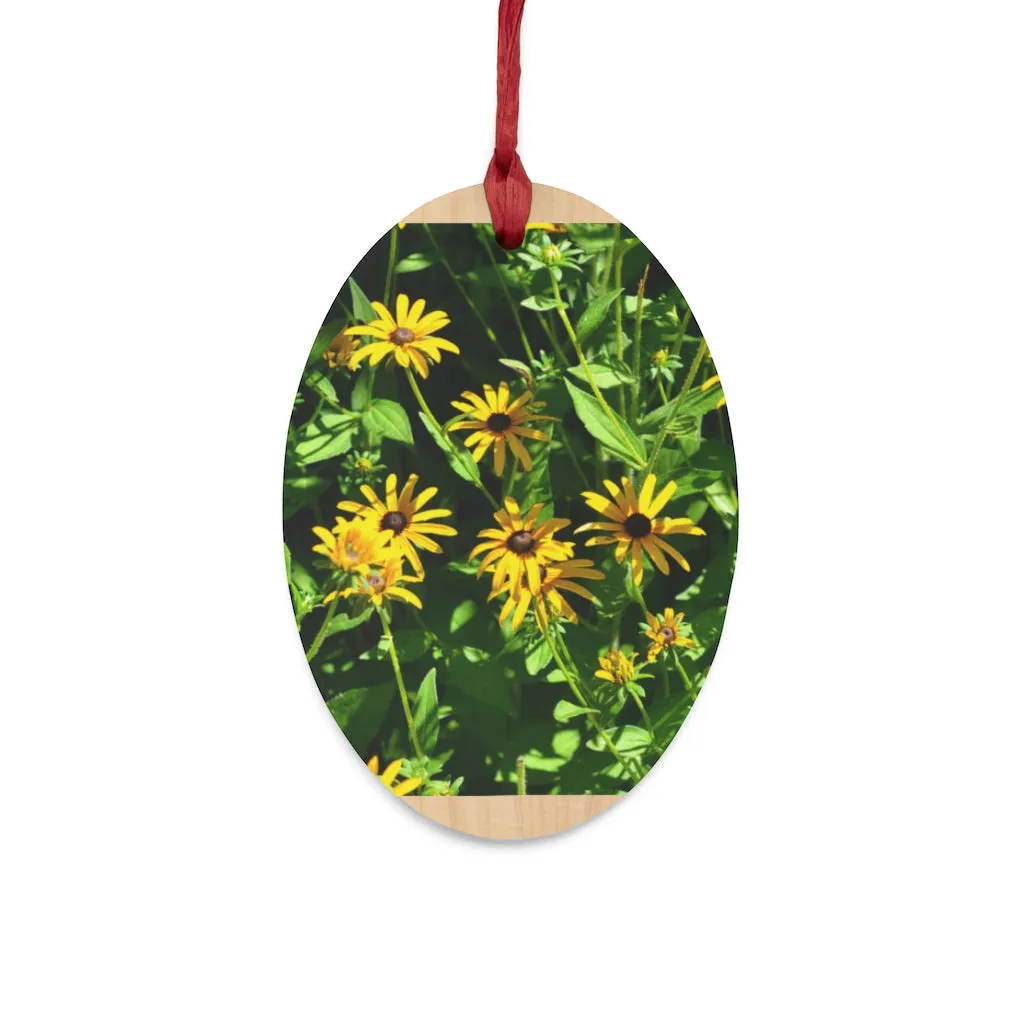 Yellow Flowers Wooden Christmas Ornaments